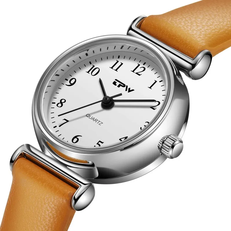 Mini Quartz Watch For Women Small Size 24mm Dial PU Leather Strap Minimalism