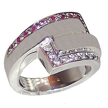 

Silver Ring 925 Sterling m size 16 rhodium-plated Ruby [2268]