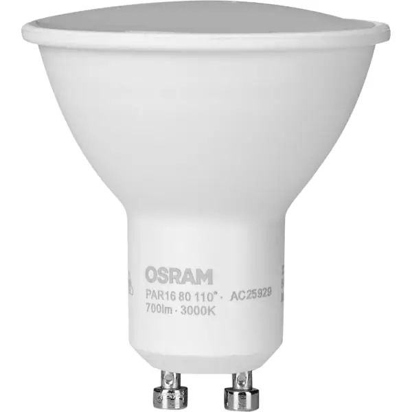 Лампа светодиодная Osram GU10 220-240 В 7 Вт спот матовая 700 лм тёплый белый свет | Лампы и
