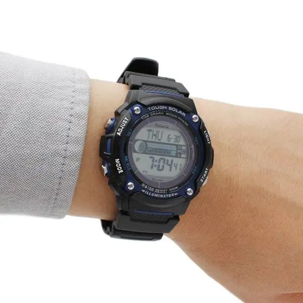 Casio digital solar men's watch W S210H 1A lunar phase Tides Casio W S210H  1A moon phase digital solar men's watch Tides| | - AliExpress