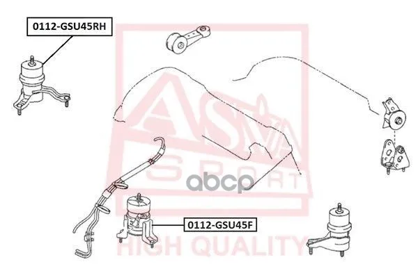 Подушка Двигателя | Прав | Toyota Highlander Gsu40/45 2007-2013 ASVA арт. 0112GSU45RH