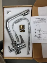 Grifo de cocina con doble Caño cromado, filtro de agua potable, purificador de latón, recipiente, fregadero, mezclador, agua caliente y fría, Torneira