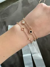 JeeMango de acero inoxidable Flor de cristal CZ colgante de planta pulseras para las mujeres cadena de oro rosa y pulsera de enlace pulsera JB19114