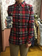 Plaid Shirt Outerwear Top Cotton Blouse Long-Sleeve Slim Female Autumn Winter And