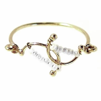 

18k solid gold ring fine pearls lifelike [675]
