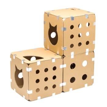 

Carton Box-house for pets (cats). A set of cardboard sheets for self-assembly up to 3 boxes. Bench, bed, sofa for cats, scratching post. Box for pets (cats).