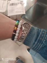 Pulsera clásica de 8mm con cuentas de piedra de Lava para hombre y mujer, cadena de 7 colores, cuerda tejida, Yoga, amistad, joyería ajustable