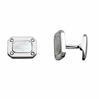 

Cufflinks Sterling Silver 925m rectangular white stone [AA1077]