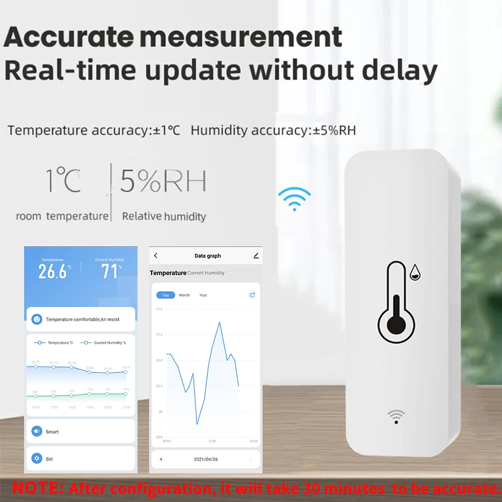 Sensore termometro igrometro WiFi, monitor intelligente di umidità della  temperatura ambiente per la casa, funziona con l'app Tuya, compatibile con  Alexa : : Giardino e giardinaggio