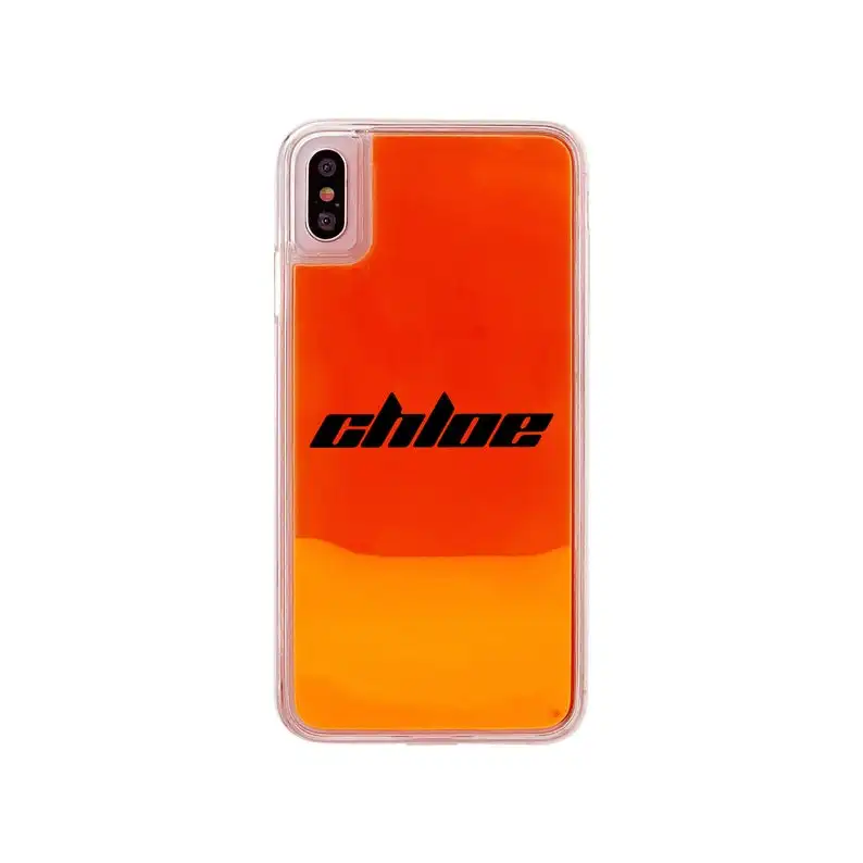 Неоново оранжевый чехол с жидкостью под заказ для iPhone 11 pro X Xs/Xr/Max/8/7/6/6s Plus защитный