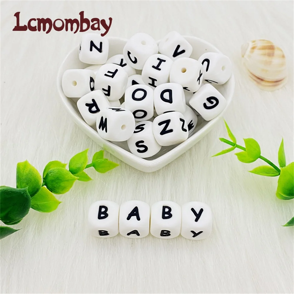 Lcmombay 500pcs Silicone Letters Beads Baby Teething Teethers English Alphabet Letter Beads BPA Free Baby Shower Gifts 12MM 2