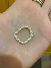 PerisBox-anillo minimalista de perlas naturales para mujer, Anillos geométricos de perlas de agua dulce naturales, círculo continuo, novedad de 2020