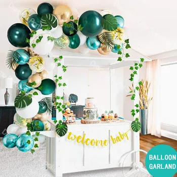 

Balloons Arch Kit 58pcs Wild One Baby Shower Ballon 10inch Green Gold Happy Birthday Anniversary Party Decorations Kids Boys
