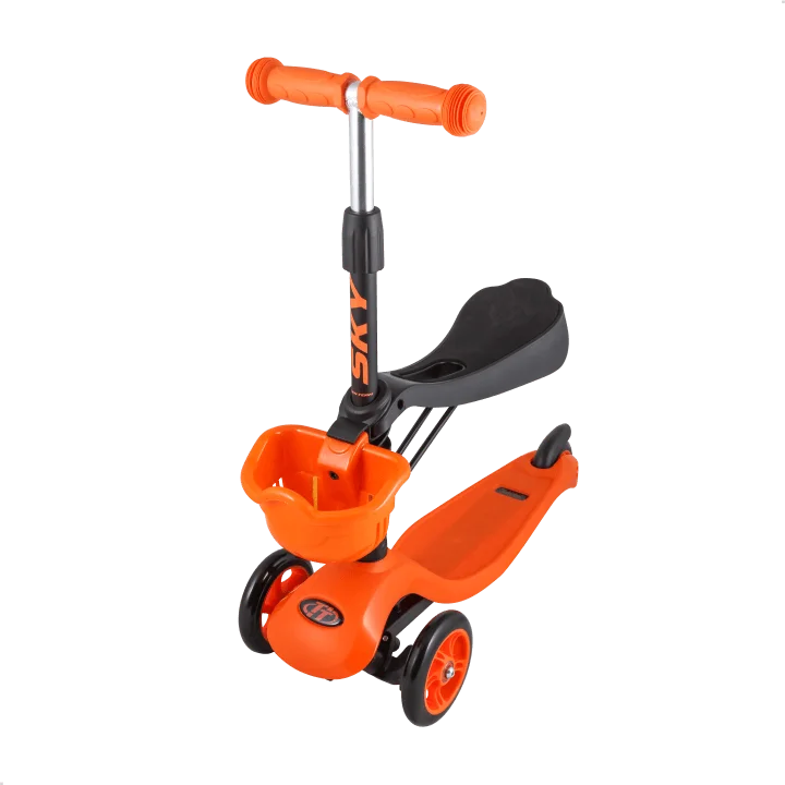 Оранжевый Детский трехколесный самокат Sky Scooter new с седлом - Цвет: Оранжевый