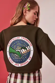 

Trendyol Back Printed Crop Knitted Sweatshirt TWOAW21SW0021