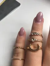 Conjunto de Anillos de nudillo de cristal Vintage para mujer, colgante de luna de loto, anillo bohemio, regalo de joyería