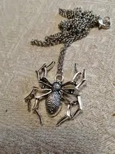 Colgantes de araña para Halloween para hombre y mujer, cadena cruzada redonda, collar de Color plateado, joyería