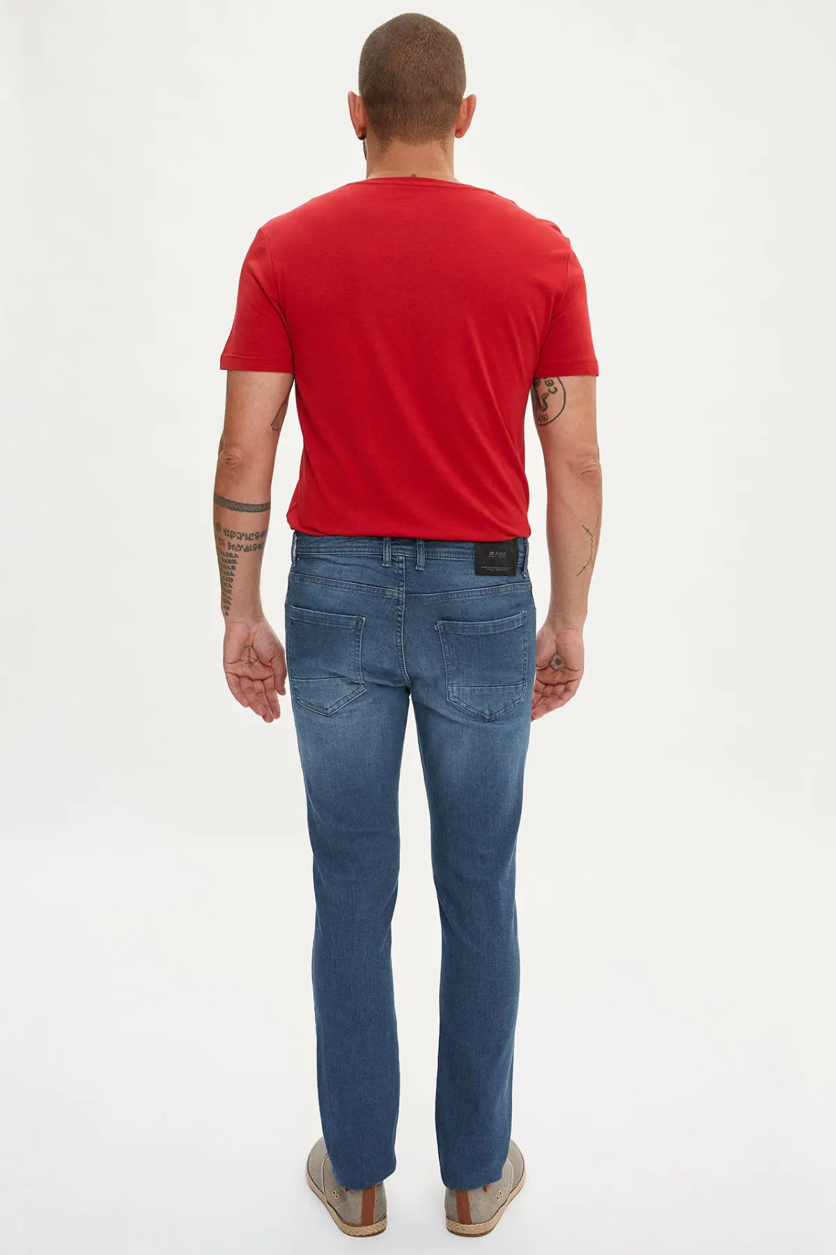 Дефакто Модные Мужские Простые потертые светильник, синие эластичные мужские джинсы, джинсовые штаны, свободные брюки, новая мужская одежда, новинка-K8700AZ19SM-K8700AZ19SM