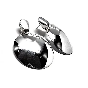 

925 sterling silver earrings m Round Plain long [AB2569]