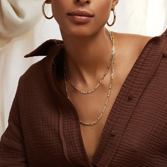 Figaro – collier chaîne à maillons en acier inoxydable, couleur or, ras du cou superposé pour femmes et filles, 14 "18" 20 "24"