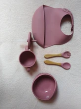 Juego de 5 uds. De cuencos de silicona para bebé, juegos de vasos, sin BPA, cuchara impermeable, alimentación antideslizante, tazón de silicona, vajilla, productos para bebé