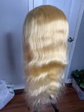 613 peluca Frontal de encaje 30 32 pulgadas 13x4x1 parte de encaje Peluca de la onda del cuerpo brasileño rubia peluca con malla Frontal de cabello humano para las mujeres 180 de densidad