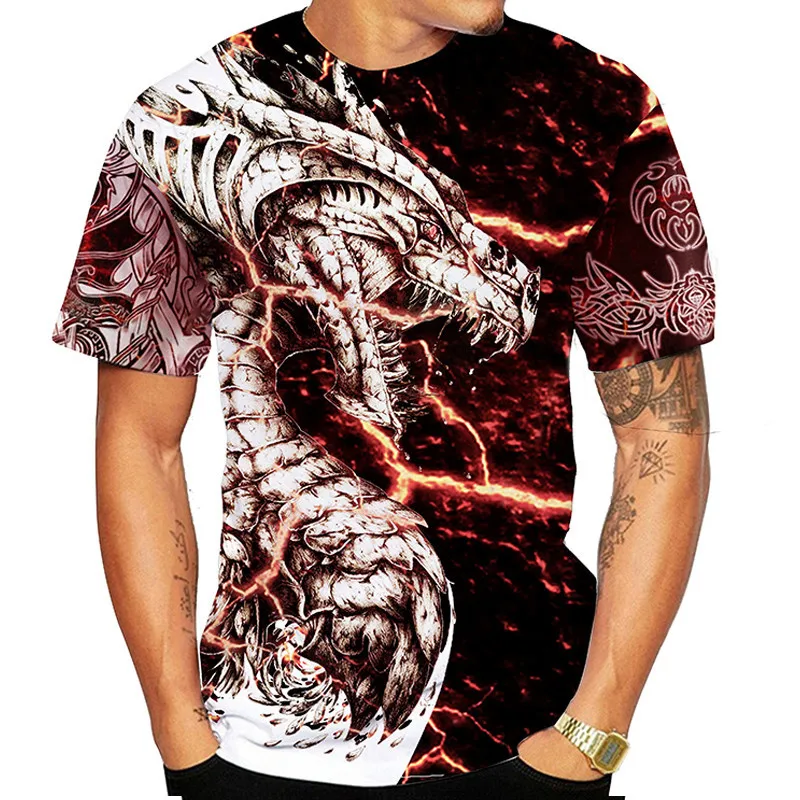 Cool Flying Dragon Art 3D Printed Men's T-shirt 2022 Summer Fashion O Neck Short Sleeved Tops Hipster Casual Street Wear Clothes cool t shirts