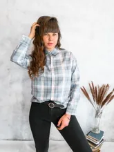 KarSaNy Boyfriend Oversized Shirt Plaid For Women Blouses And Tops Spring Loose Plaid