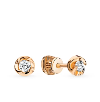 

Gold earrings "diamonds of Yakutia" sunlight sample 585