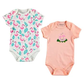 

ebebek HelloBaby Baby Girl Flamingo Rib Short Sleeve Bodysuit 2 pcs