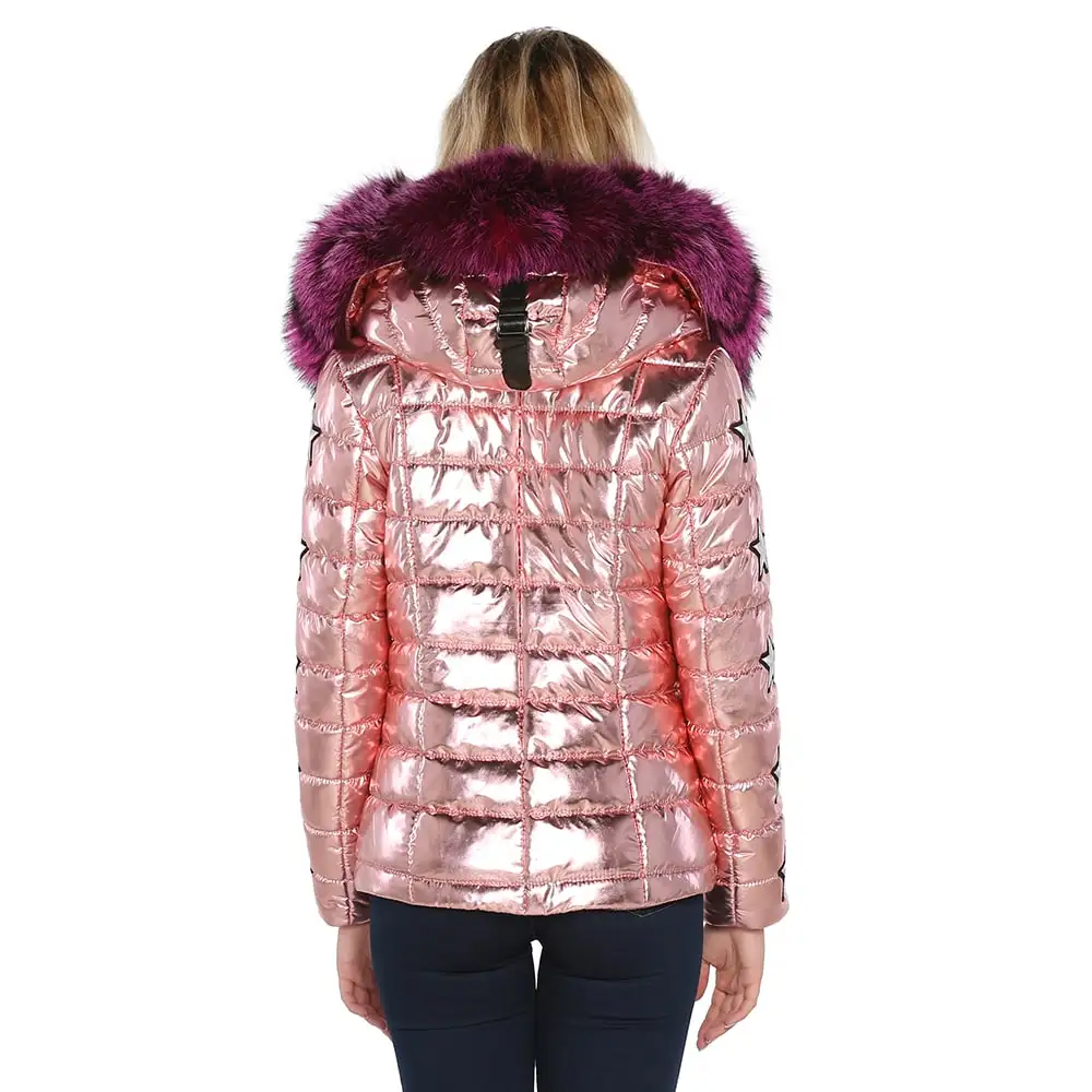 K_9013_Metalic_Pink__Puffer_Star_Woman_Jacket_With_Fur_Back_Side