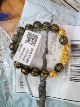 Pulsera de Feng Shui con cuentas de obsidiana, pulsera negra con abalorios de piedra obsidiana, con símbolo de Pixiu, pulsera de la buena suerte, para hombres y mujeres