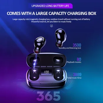 

Bluetooth TWS Sports Headphone Waterproof Wireless Earphone Noise Canceling Gaming Earbuds Shock Bass Headset for Microphone