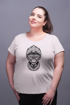 

Angemiel Wear Magician Monkey White Women Cotton Large Size T-Shirt