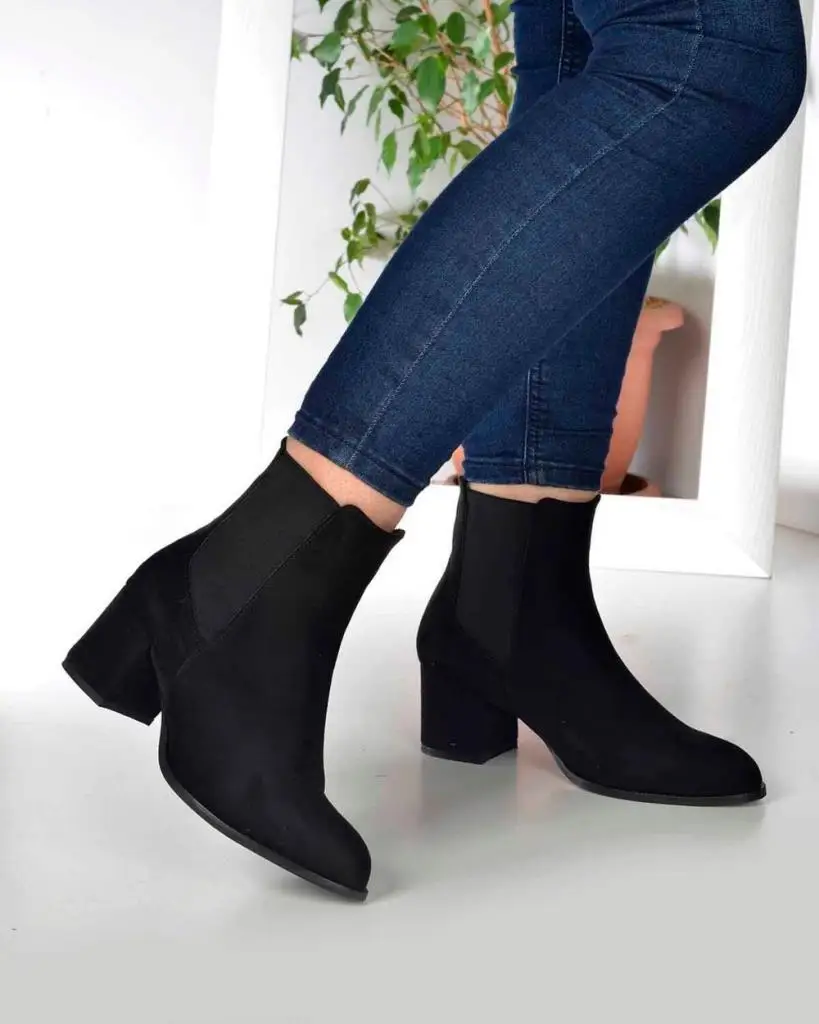 

Mosimoso Women's Ankle Height Boot Sabella Black Suede Rubber Heeled Women Boots