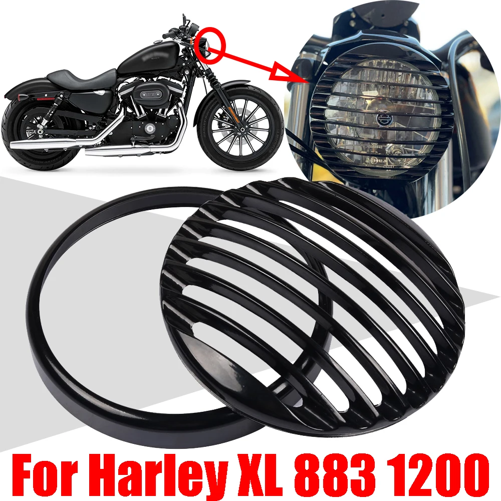 Per Harley Sportster Xl 883 Iron 1200 2004 - 2016 Custom Xl1200C Accessori Moto 5 3/4 "Copertura Griglia Faro Led Cnc