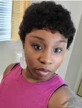 Corte Pixie-Peluca de cabello humano Afro rizado, hecha a máquina, corta, brasileña, Remy