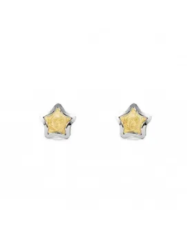 

Gold Girl earrings Bicolor Star (9kts)