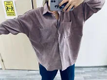 KPYTOMOA-blusas holgadas asimétricas de manga larga para mujer, camisas de pana con bolsillos de gran tamaño a la moda, Tops Chic para mujer 2020