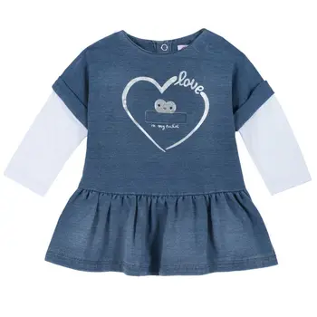 

Chicco dress, heart print, long sleeves, blue