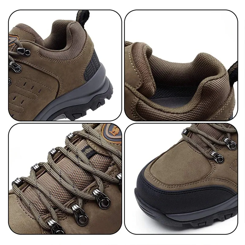 GOLDEN CAMEL Men Hiking Waterproof Outdoor Leather Sneakers Military Tactical Boots Autumn