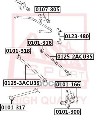 Тяга Подвески Поперечная | Зад Прав/Лев | Toyota Kluger L/V Acu25/Mcu25 4wd 2000-2007 ASVA арт. 01253ACU35