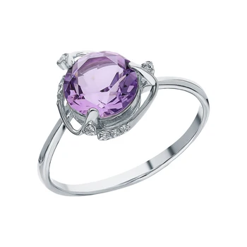 

Silver ring with amethyst and cubic zirconia sunlight sample 925