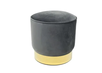 

Ottoman stool footstool velvet Golden Base round modern Living Dark gray