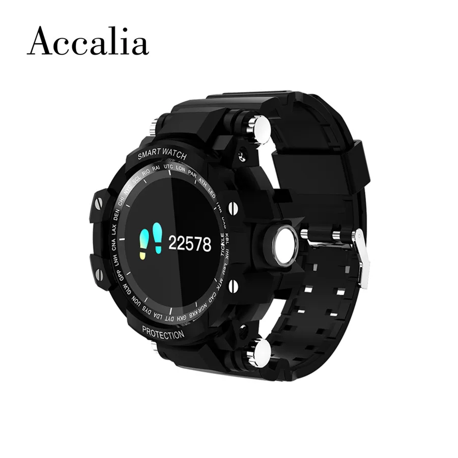 Accalia GW68 Смарт-часы с боковым царапинам, сенсорный супер падение, спортивный браслет IP67, водонепроницаемый пульс, кровяное давление, смарт-браслет для мужчин - Цвет: BLACK