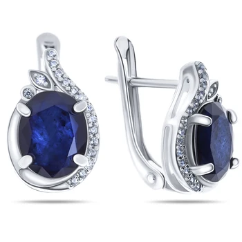 

Earrings made of silver with cubic zirconia Sint. And Sapphire Nat. (U)