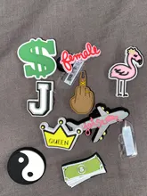 Charms de zapatos bonitos para niños, accesorios de diamantes, flamenco, amor, té de la leche, decoración para hebilla de zapato para croc jibz, x-mas, regalos de fiesta, novedad