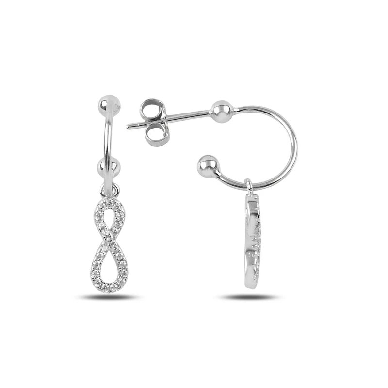 

Silver 925 Sterling Zircon Cubic Zirconia Dangle Infinity Earrings