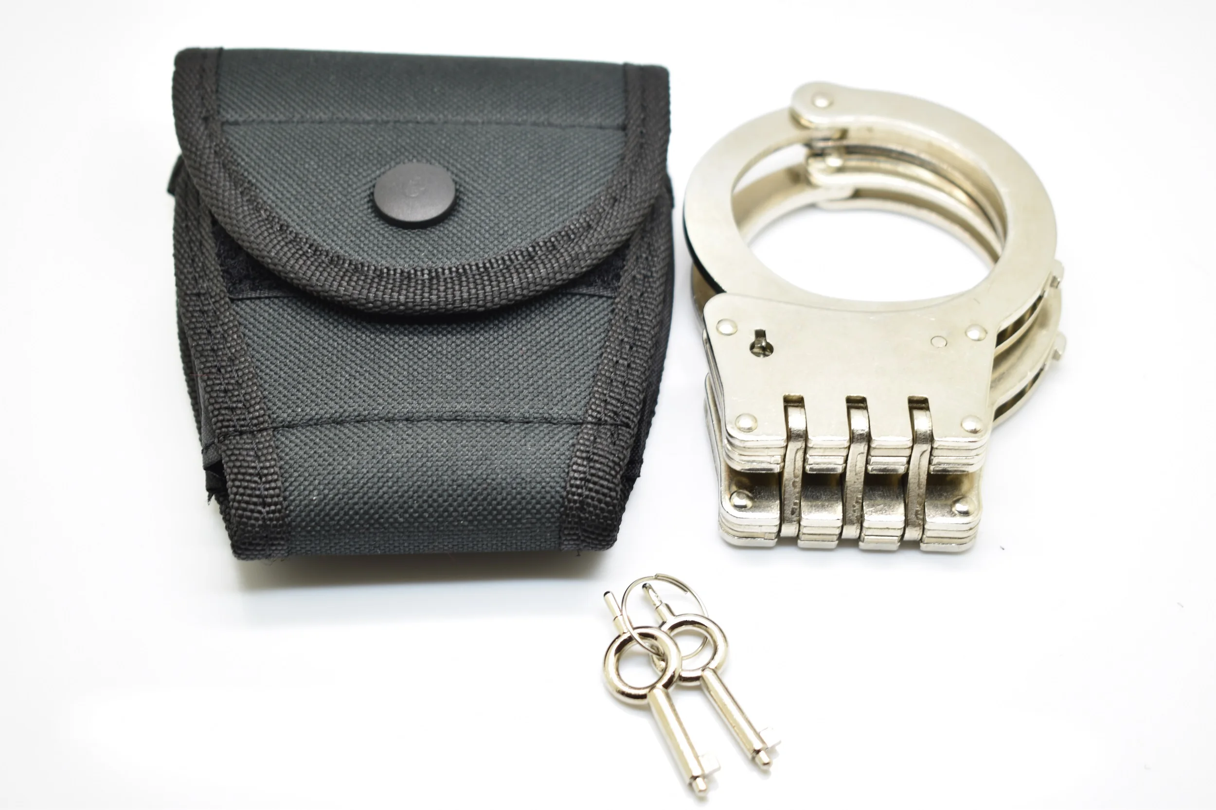 

Police Professional 3 Hinged Steel Handcuffs New In Box + 2 Keys + CASE