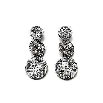 

Sterling silver earrings 925m smooth 32mm. Cubic zirconia rhodium plated [AA9000]
